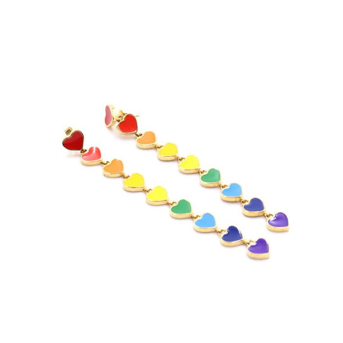 Celine 46T036BRE Sacres Multi Heart Enamel Long Earrings 18025 28662824