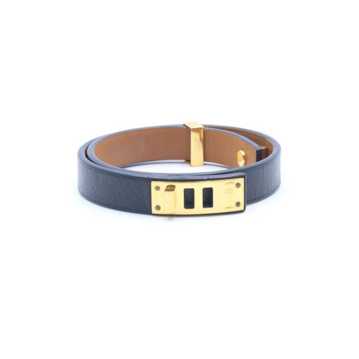 Hermes Mini Dog Gold Buckle T2 Leather Women's Bracelet aa29676 53120051