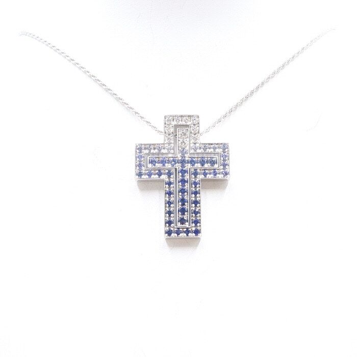 Damiani 18K White Gold 0.35 Carat Diamond 2.03 Carat Iceberg Sapphire Belle Epoque Necklace 33x25mm 20088476 52326798