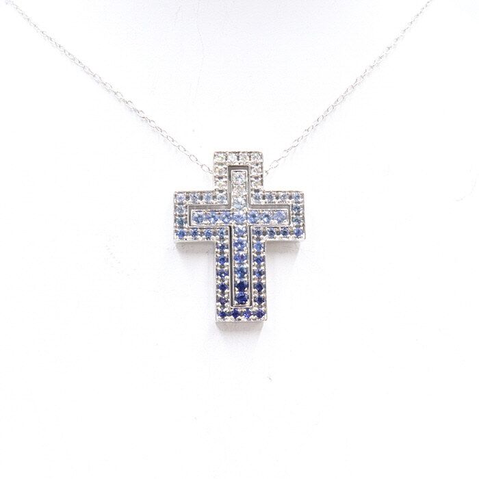 Damiani 18K White Gold Diamond Sapphire Belle Epoque Necklace 20x26mm aa30348 20087030 55707166