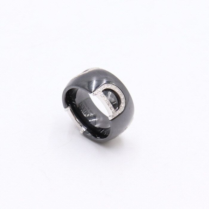 Damiani 18K White Gold Black Ceramic Dicon Diamond Women's Ring 9 32448966
