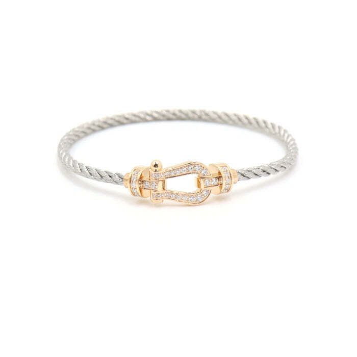 Fred 34P Diamond Foresten Medium Pendant + Steel Gray Cable Bracelet 15 132235532