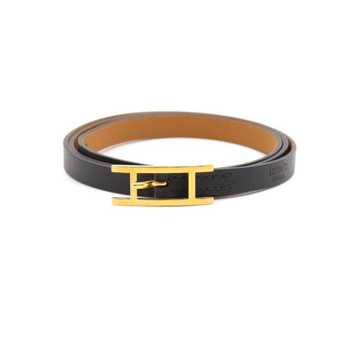Hermes Black Leather Double Tour T2 Strap Bracelet aa49966 132410132