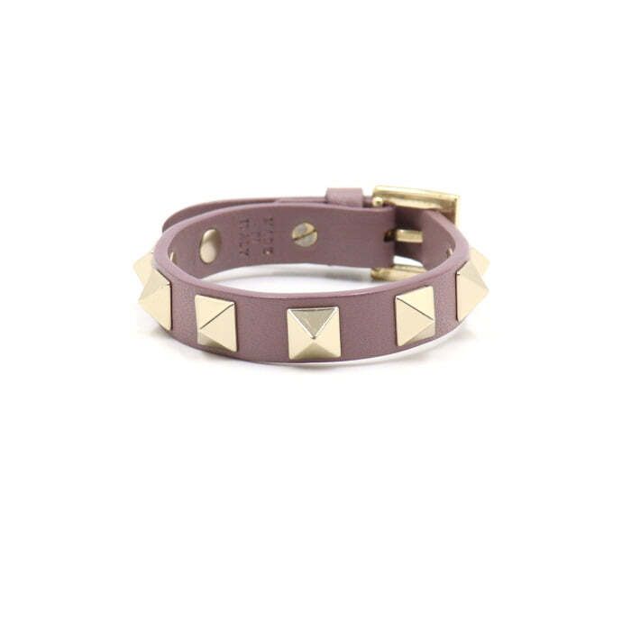 Valentino Pink Leather Rockstud Bracelet AA48425 126708277