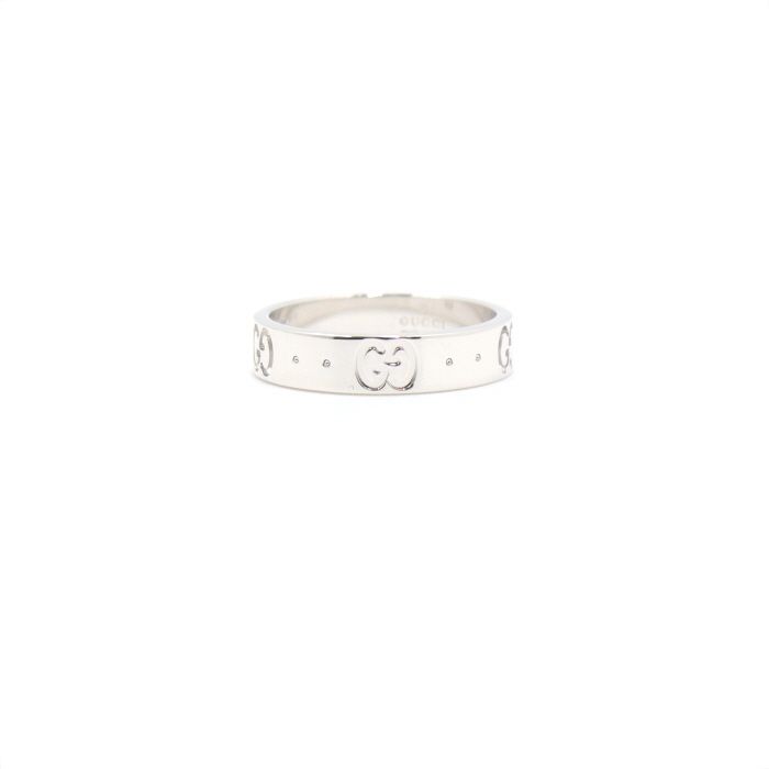Gucci 18K White Gold Skinny Icon Ring Size 9 660070 128849228