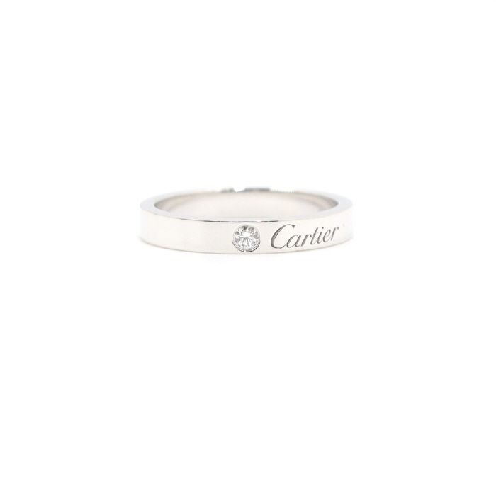Cartier Platinum 1P Diamond C Ring 3mm Wedding Band Ring 13 125881325