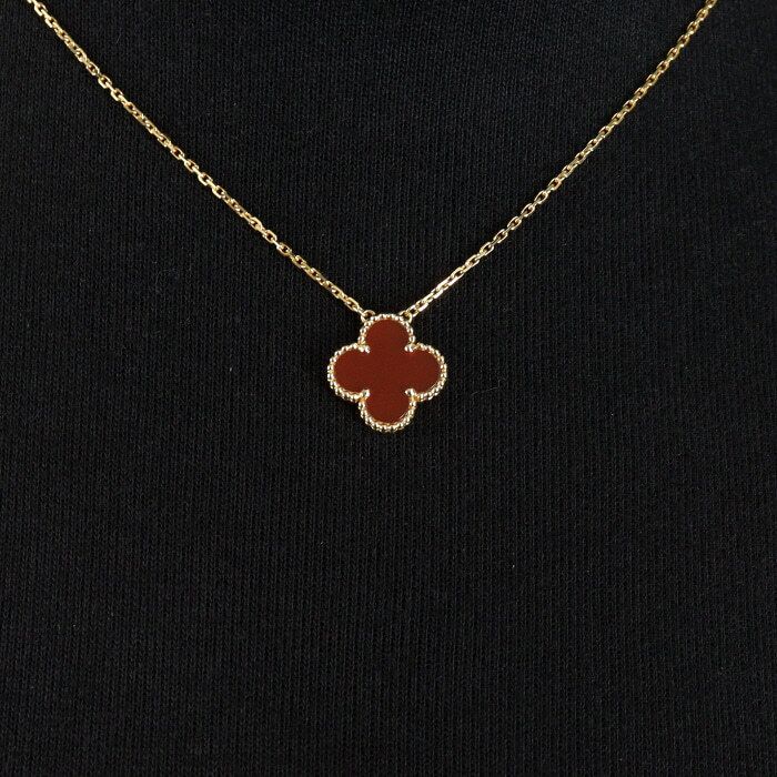 Van Cleef & Arpels Vintage Alhambra Carnelian Necklace in 18K Yellow Gold VCARD38500 130796526