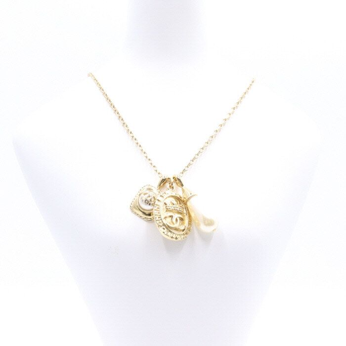 CHANEL Strass Gold Fantasy Pearl Women's Necklace AB6642 41113166