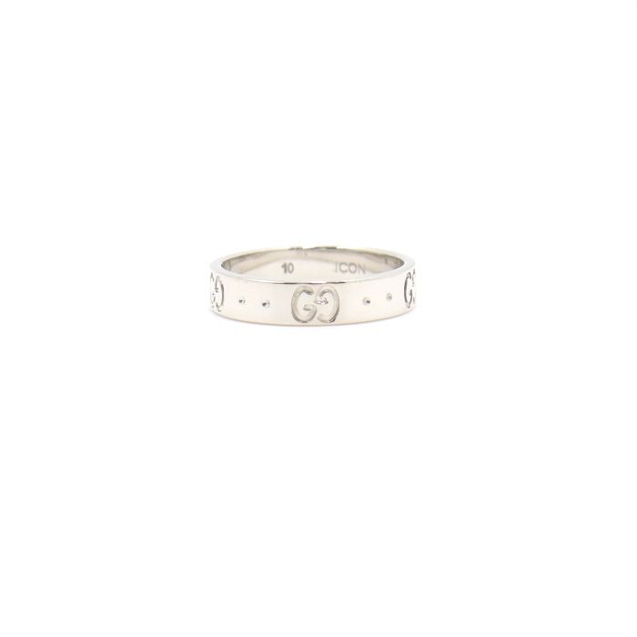 Gucci 18K White Gold Skinny Icon Women's Ring 10 128849119