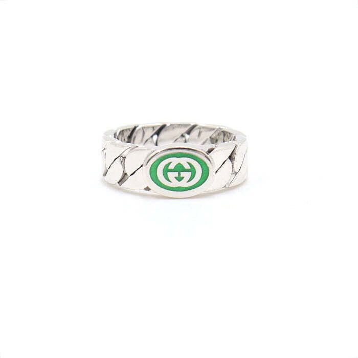 Gucci Green Interlocking G Silver Ring 701612 126785881