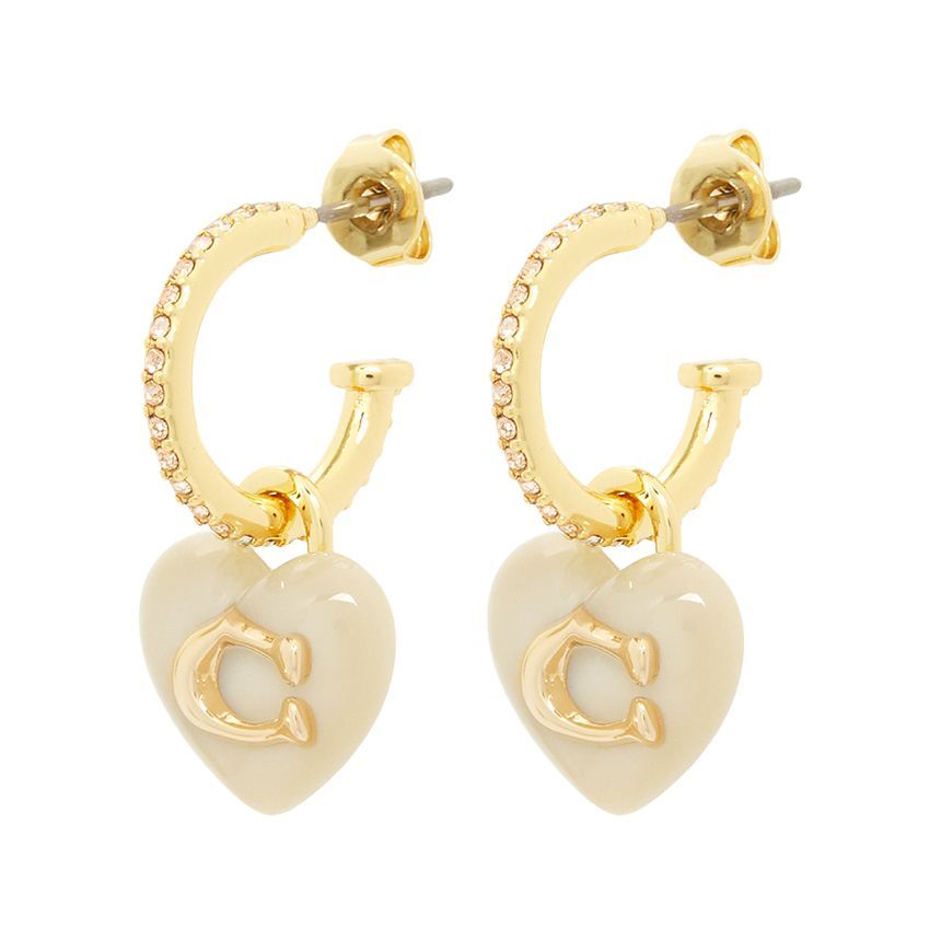 Coach Heart Pave Earrings 415420 GLD 655 132707817