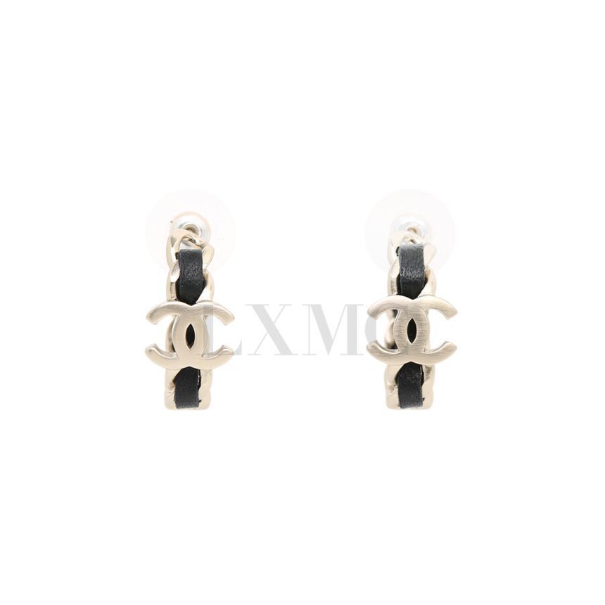 CHANEL Gold Chain Hoop Earrings CC A96198 132511623
