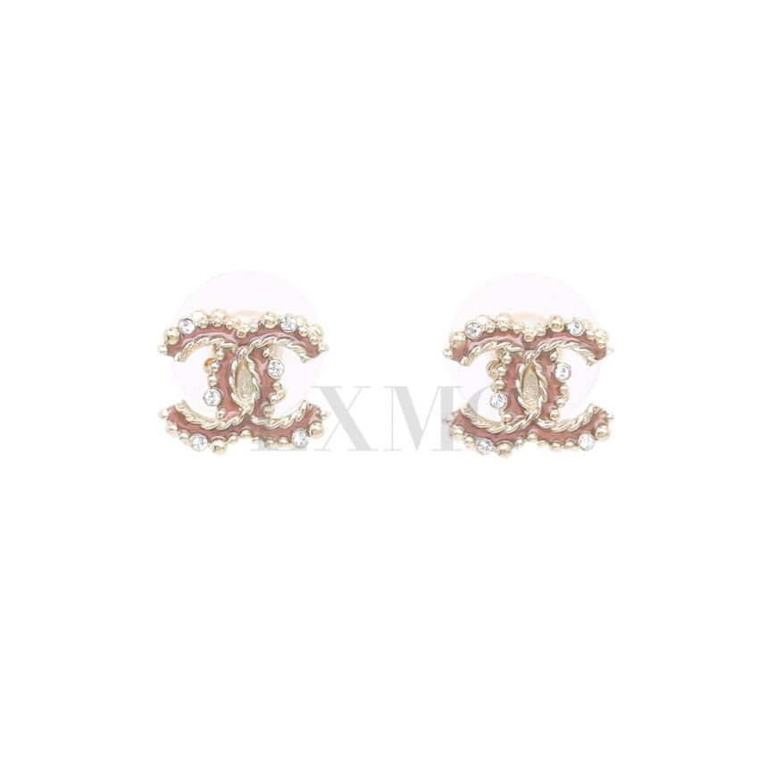 CHANEL Gold CC Cubic Logo Stud Earrings A97576 132558741