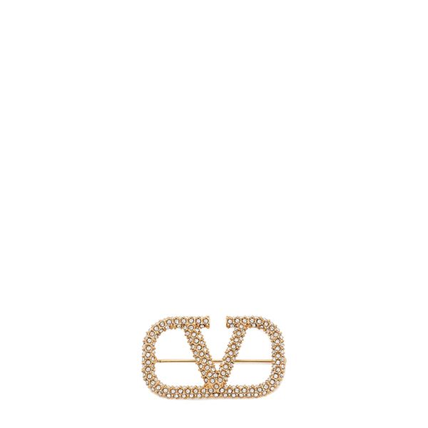 Valentino Gold V Logo Signature Crystal Brooch J0E82 YCW MH5 00067 132434550