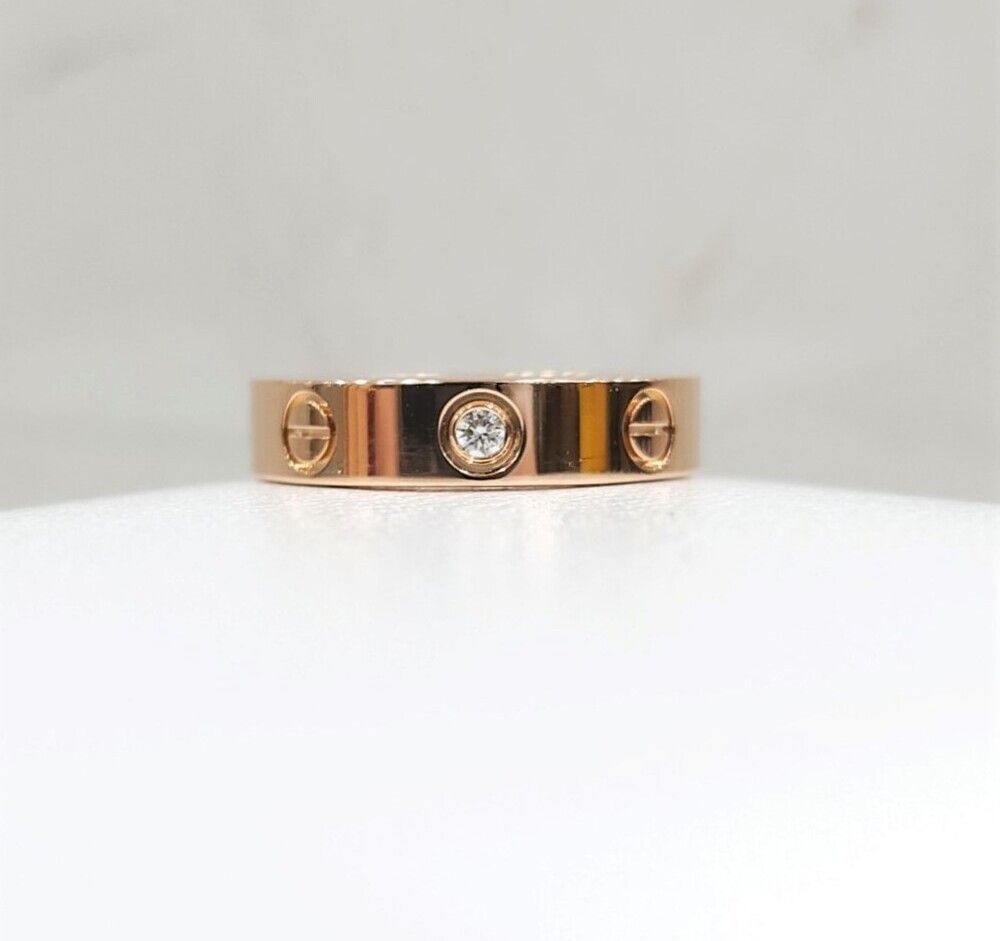 Cartier 18k Diamond 1P Love Band Ring 18K Rose Gold 47 132454696