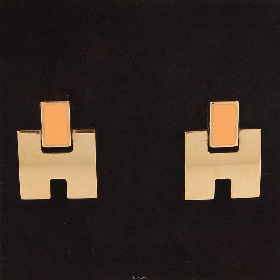 Hermes Gold H Logo Women's Earrings 1.4x1.7cm 132255753