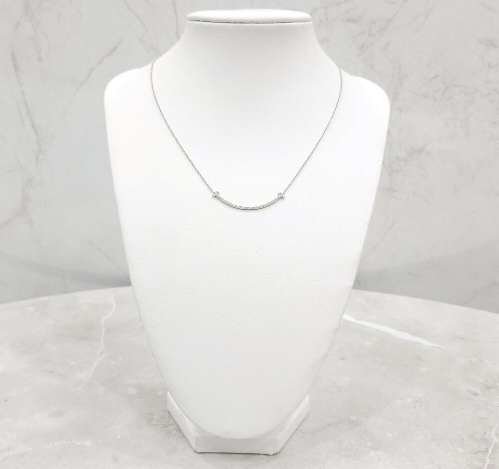 Tiffany & Co White Gold Diamond Smile Pendant Necklace SKU12345 131663889