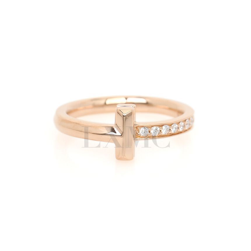 Tiffany & Co Tiffany Diamond T Ring T1, Rose Gold Diamond Setting 131587320