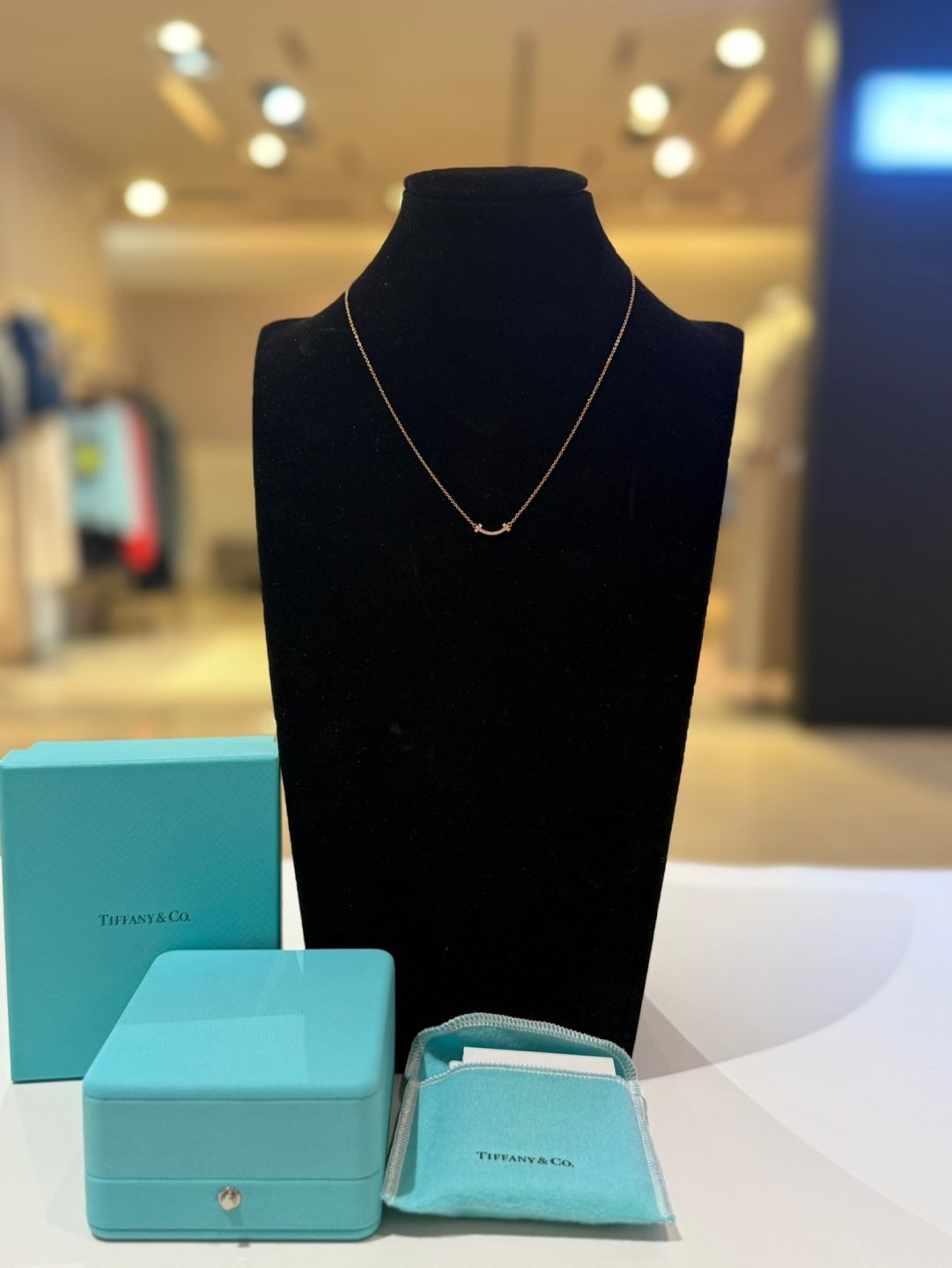 Tiffany & Co Mini Smiley Diamond Pendant Necklace Rose Gold 62617780 131480283