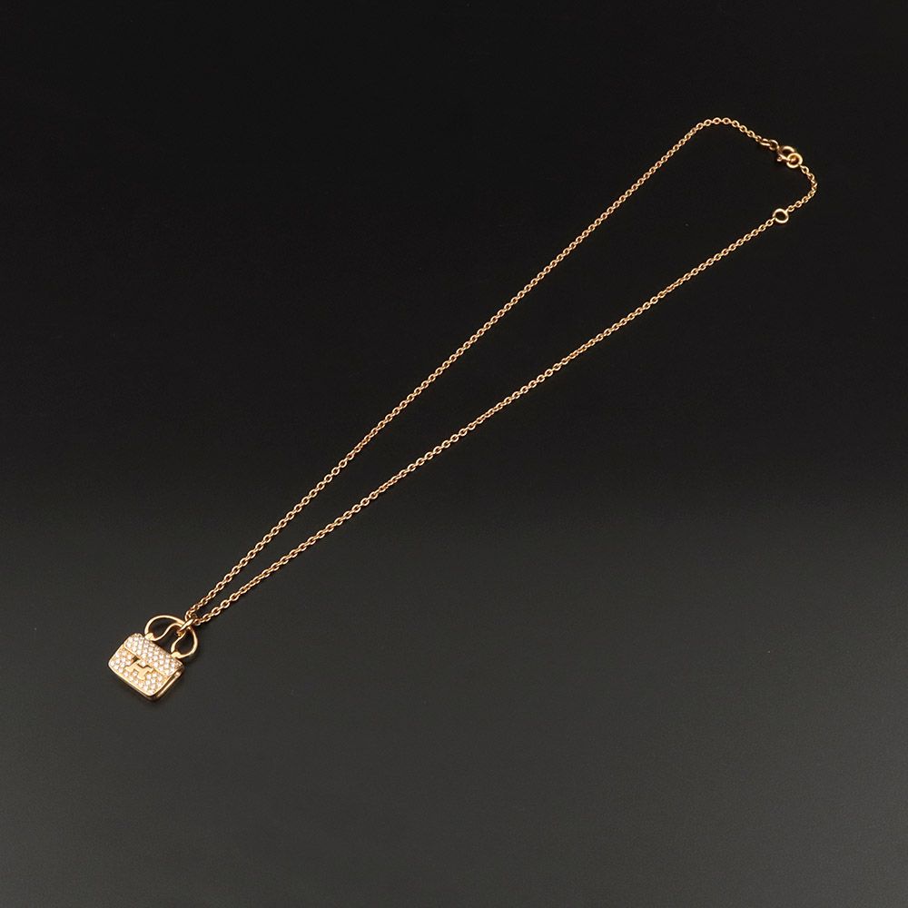 Hermes 18K Yellow Gold 0.29CT Diamond Constance Amulet Pendant Necklace H109615 131369441