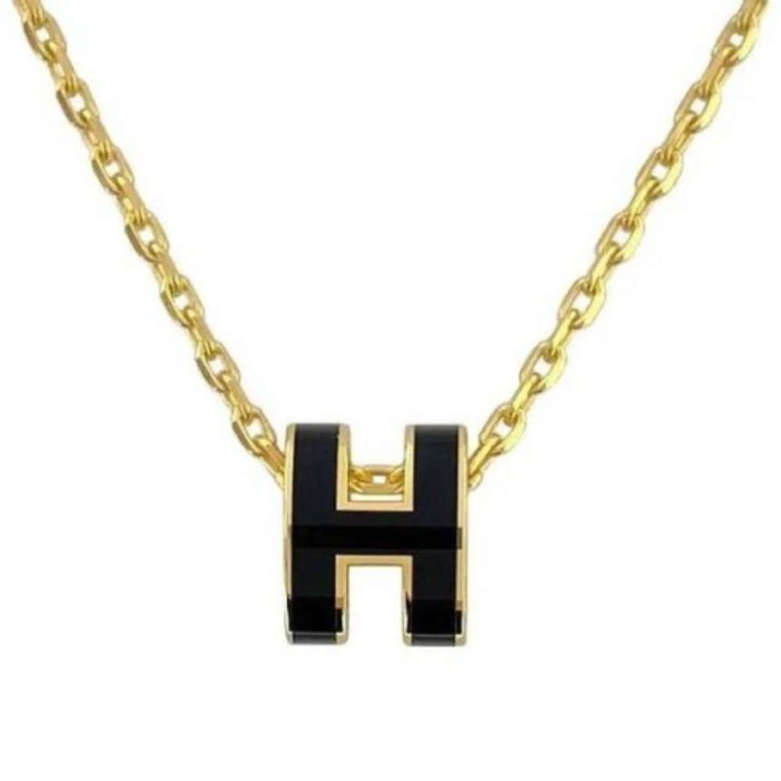 Hermes Mini Pop H pendant Gold Noir Black H147992F03 131343608