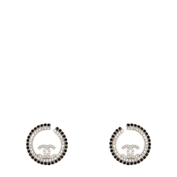 CHANEL Gold Black CC Crystal Earrings AB9143 00148 78631204