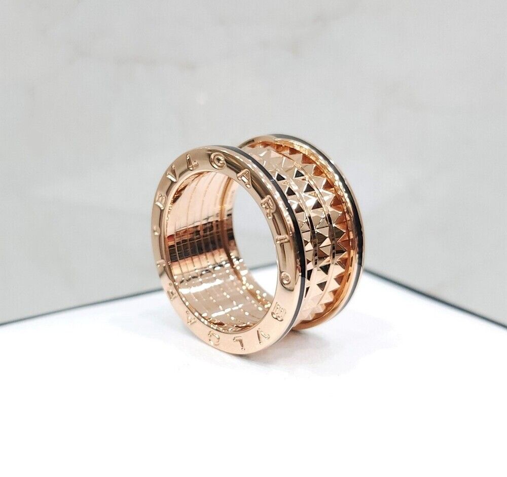 Bulgari 18K Zero One 4-Band Rock Stud Ring 18K Rose Gold 57 Size SKU123 130793315