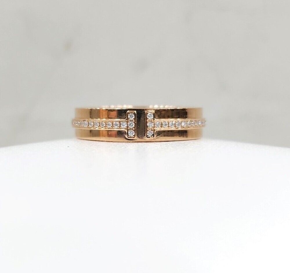Tiffany & Co 18k Narrow Diamond Ring 18K Rose Gold 5.5 Size SKU123 130792993