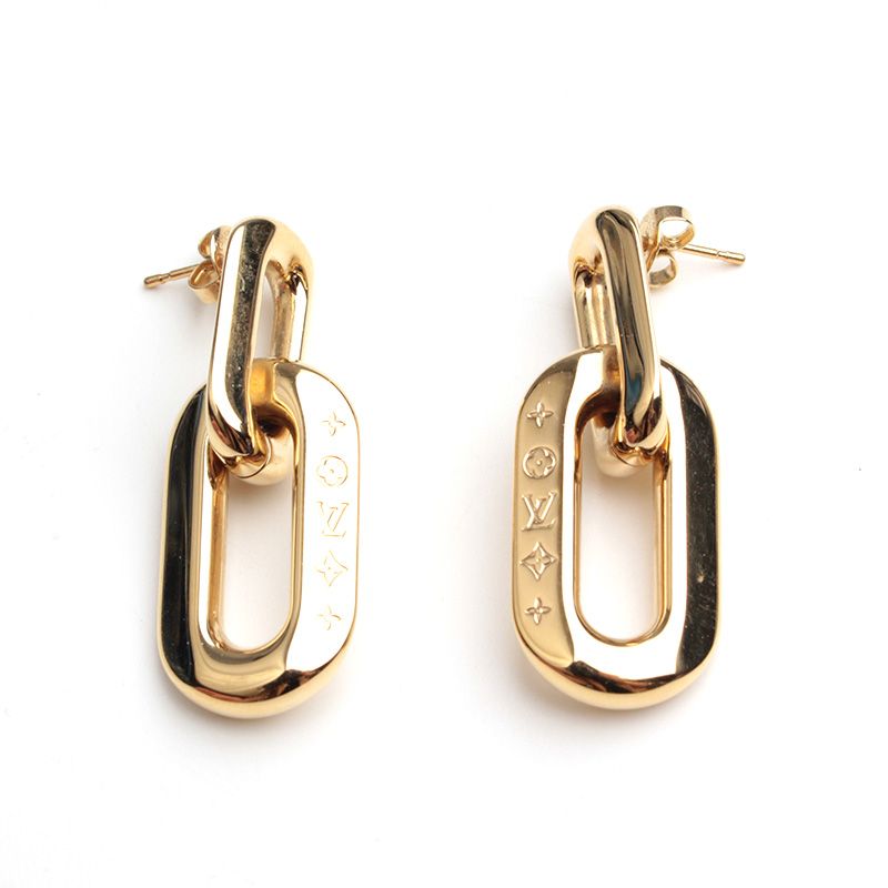 Louis Vuitton Monogram Gold Chain Earrings 4212 130709600