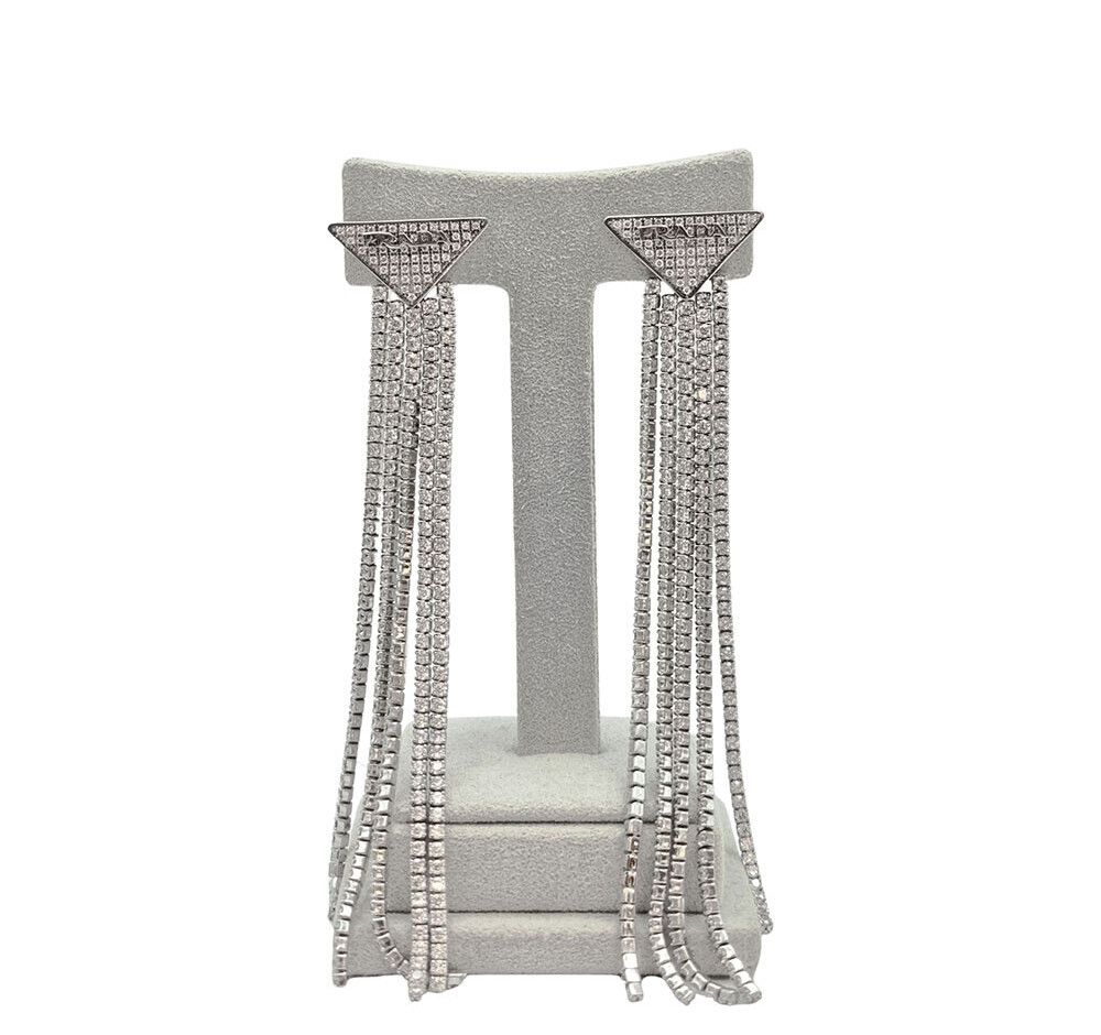 Prada Silver Crystal Earrings 7532005113 128974982