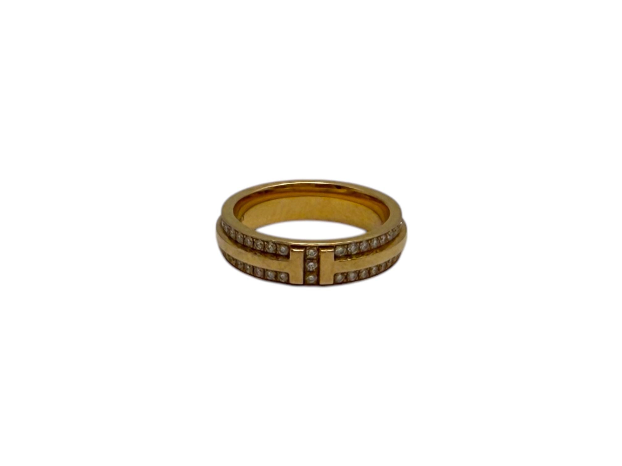 Tiffany & Co Tiffany T Narrow Pave Diamond Ring Rose Gold 36821841 129007526