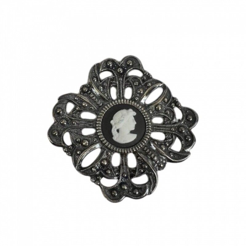 Wedgwood WEDG WOOD Jasper Silver Ornament Brooch 64954348