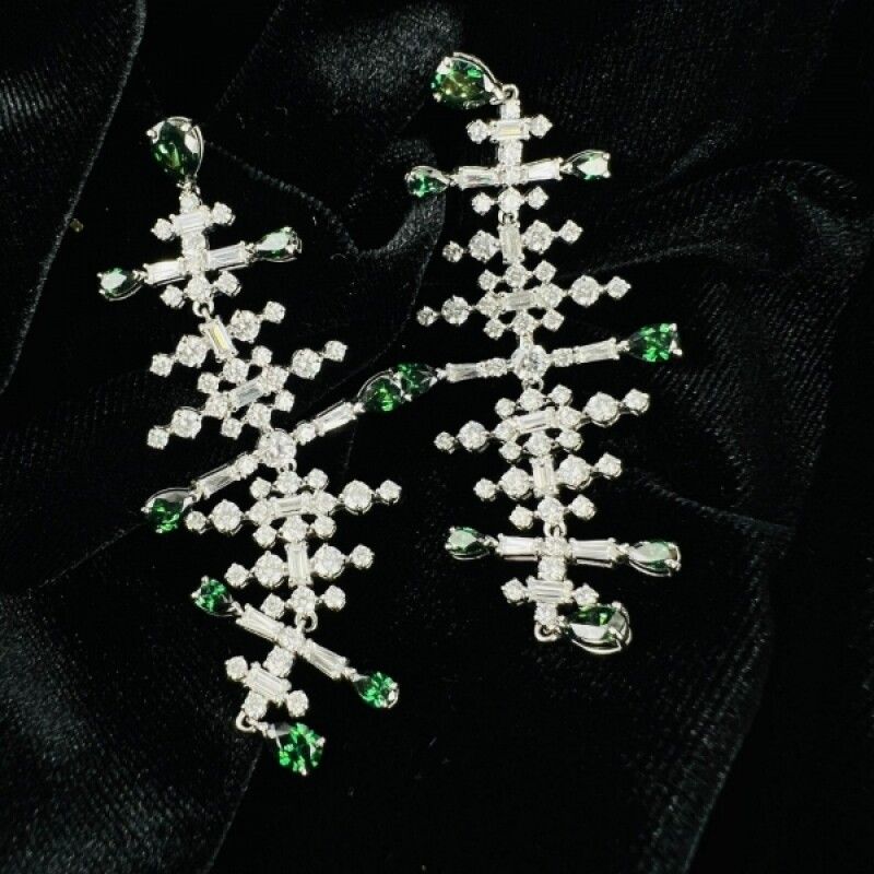 Swarovski Green Cross Earrings 64893145