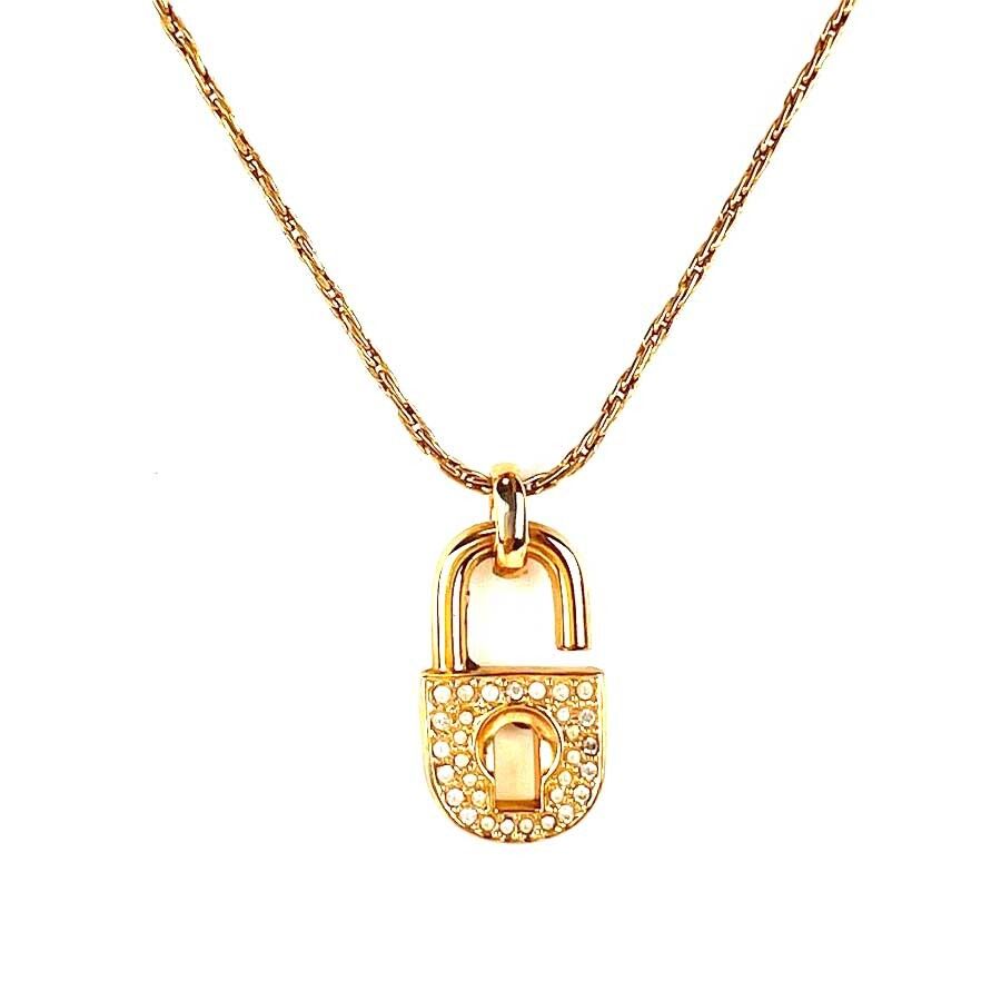 Dior Cubic Padlock Pendant CD Logo Gold Necklace 12345 64475834