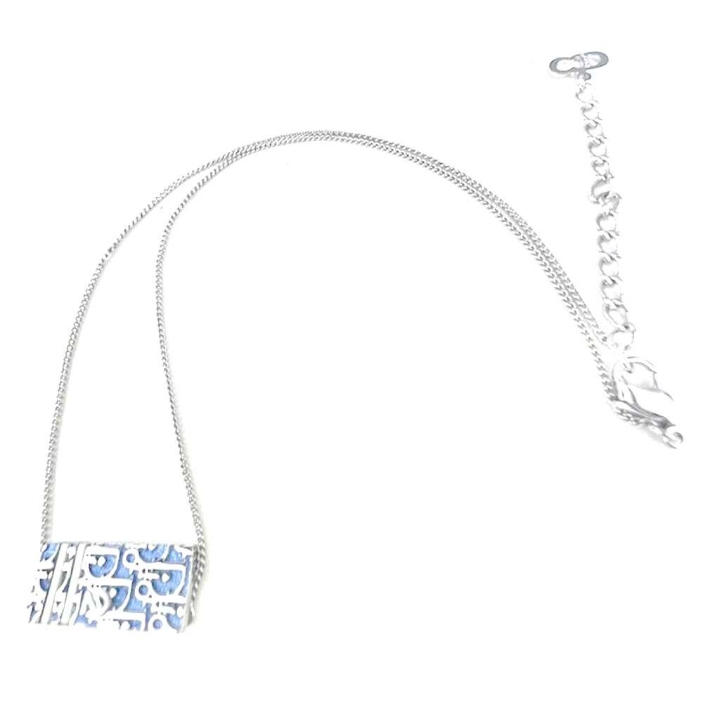 Dior Oblique Blue Pendant Silver Necklace 64530974