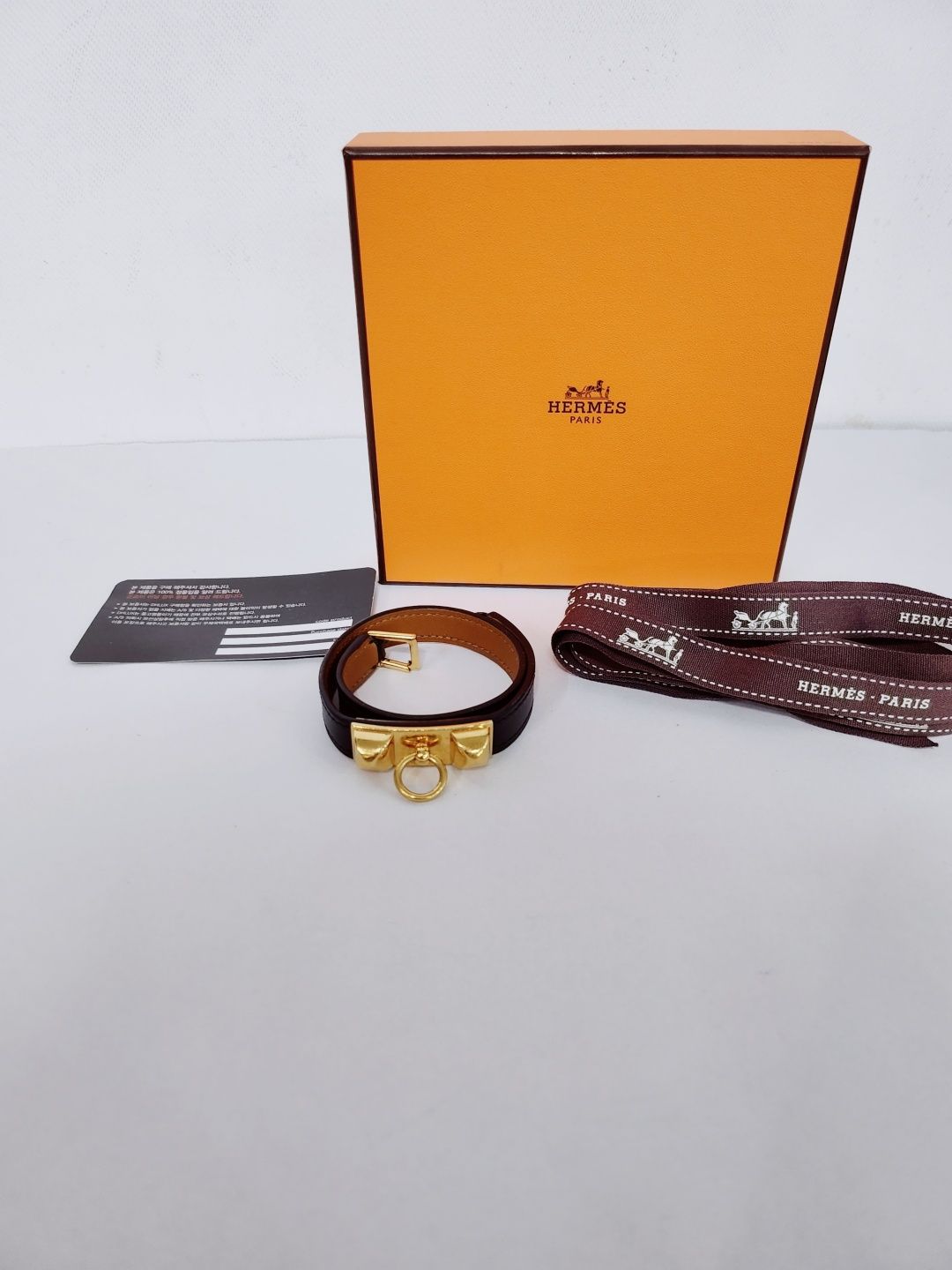 Hermes Black Gold-Tone Buckle Reversible Bracelet XS 54995513