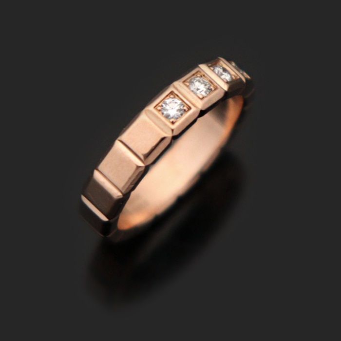 Chopard 18K Pink Gold 11P Diamond Half Set Ice Cube Ring 50 115115768