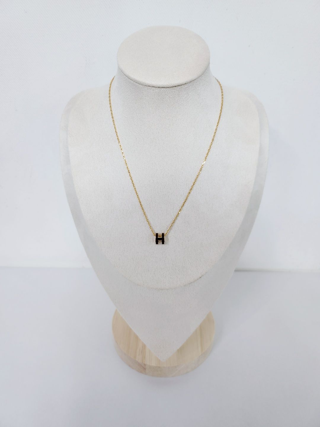 Hermes Hermes H Logo Gold Black Mini Pop H Necklace 12345 72592970