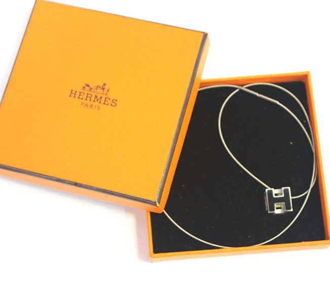 Hermes H Cube Black Wire Necklace 32468365