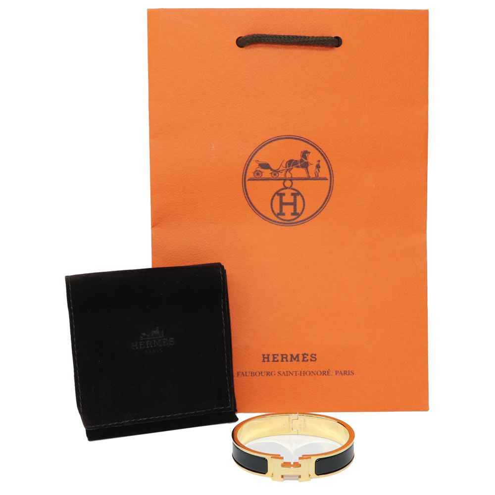 Hermes Hermes Click H Bracelet PM Yellow Gold + Black Acrylique 2020 128809854