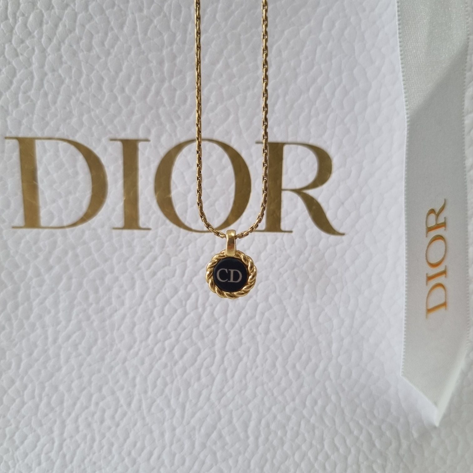 Dior Black CD Logo Necklace 502-24 128586531