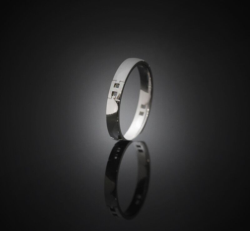 Hermes Hercules Ring 18K White Gold 61 Size 3.3MM 7247753350 76033472