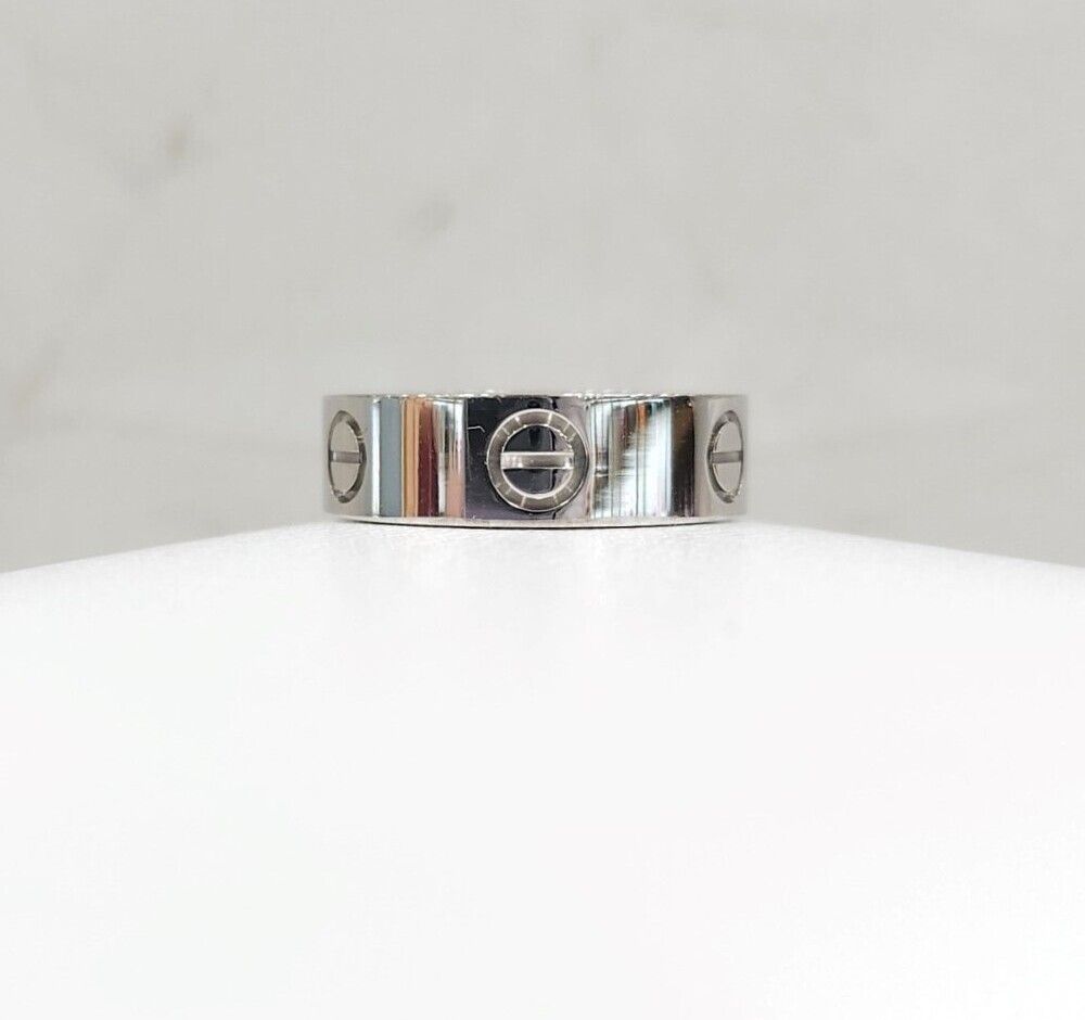 Cartier White Gold Love Band Ring Size 52 SKU 129623298