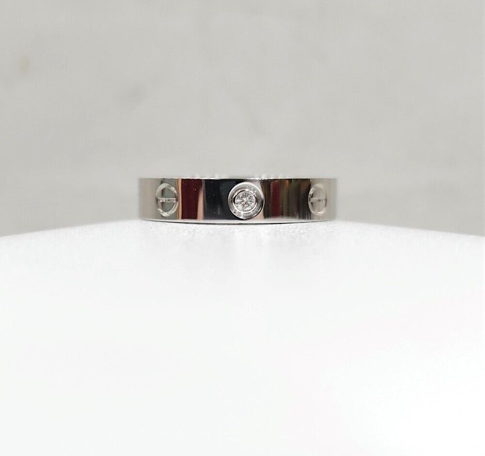 Cartier White Gold Love Band Ring Size 53 - Diamond 1P 129623170