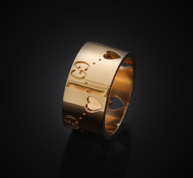 Gucci Wide Heart Icon Ring 18K Rose Gold Size 11 8.8MM 7245202866 75875718