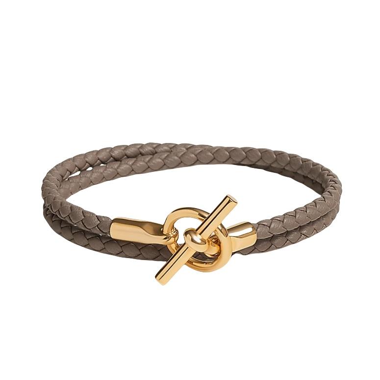 Hermes Glenan Double Tour Bracelet Women Leather Bracelet Gold Etruscan H071689F 18T2 119259087