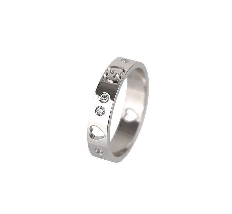 Gucci Heart Icon Ring 18K White Gold Diamond 11 Size 4MM 7245036002 76652076