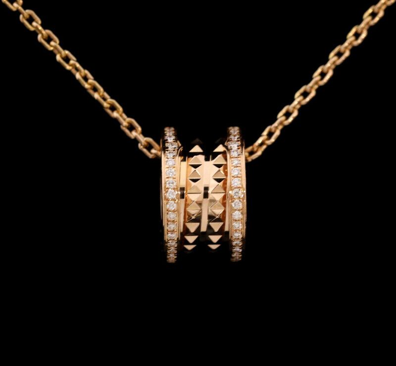 Bulgari 18K Rose Gold Diamond Necklace Pendant 360248 7525723642 128034006