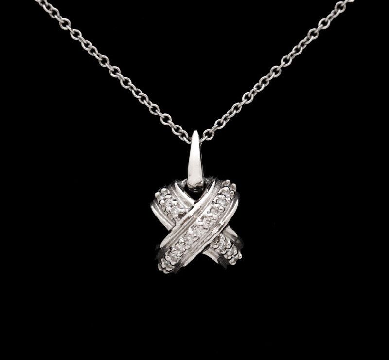 Tiffany & Co 18k X Chain 18K white gold diamond necklace 7241770887 75875852