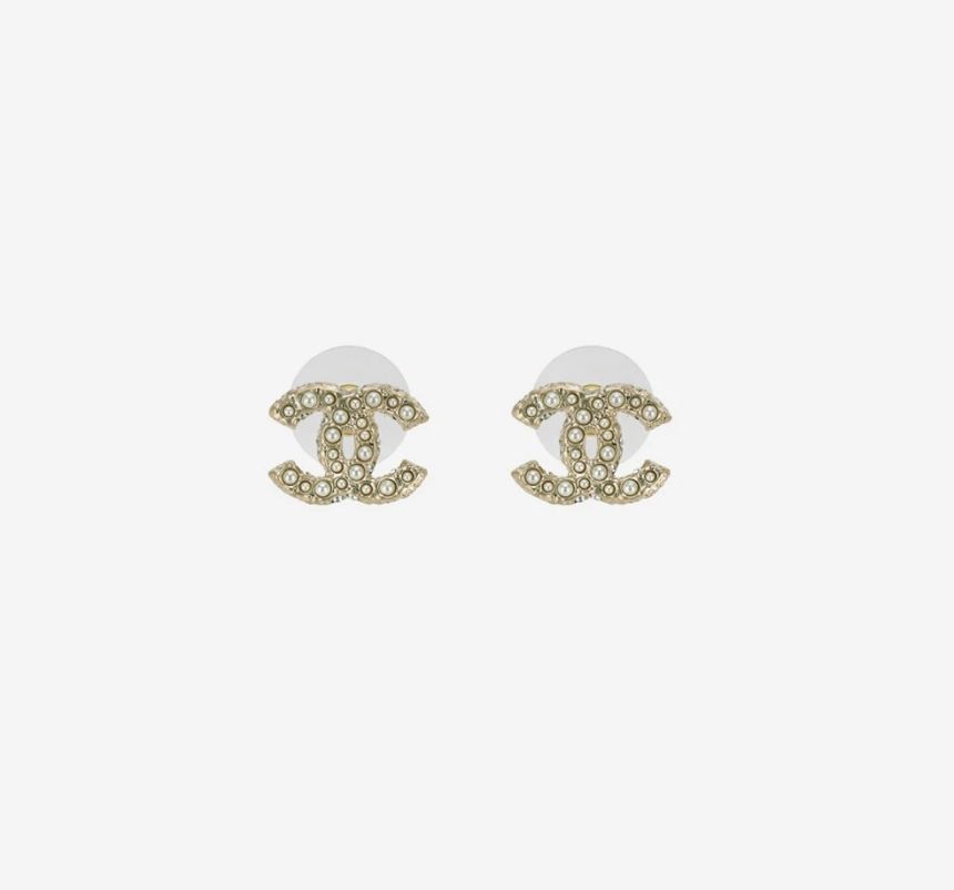 CHANEL Crystal Pearl Ribbon Earrings A64766 125874048